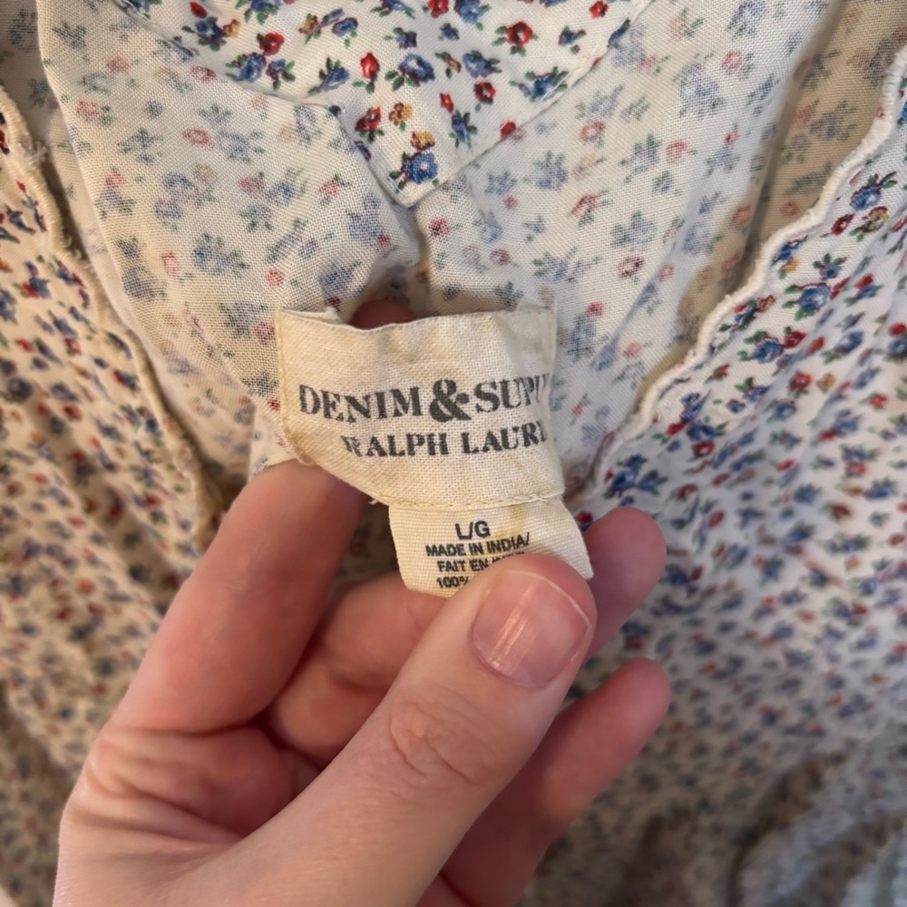 Denim & Supply Ralph Lauren Beige Floral Babydoll Dress - Picture 5 of 6